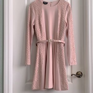 BEBE PINK FIT AND FLARE SHORT DRESS.